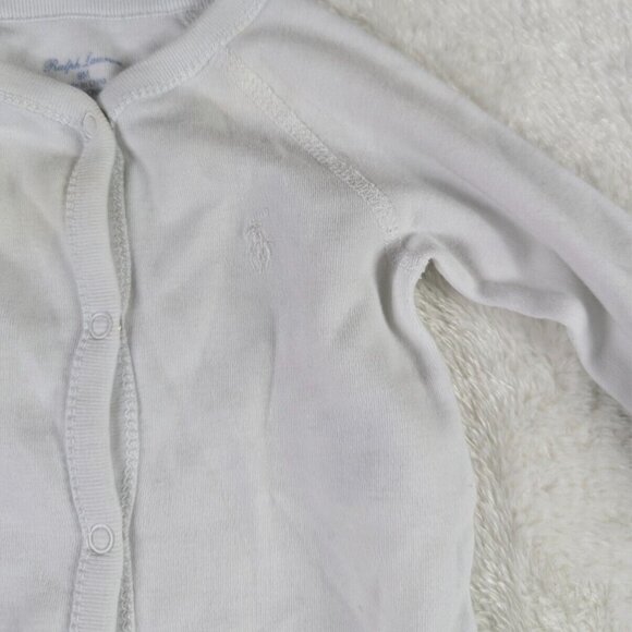Ralph Lauren Baby One Piece Romper Size 9M White Button Body Suit - Picture 4 of 10